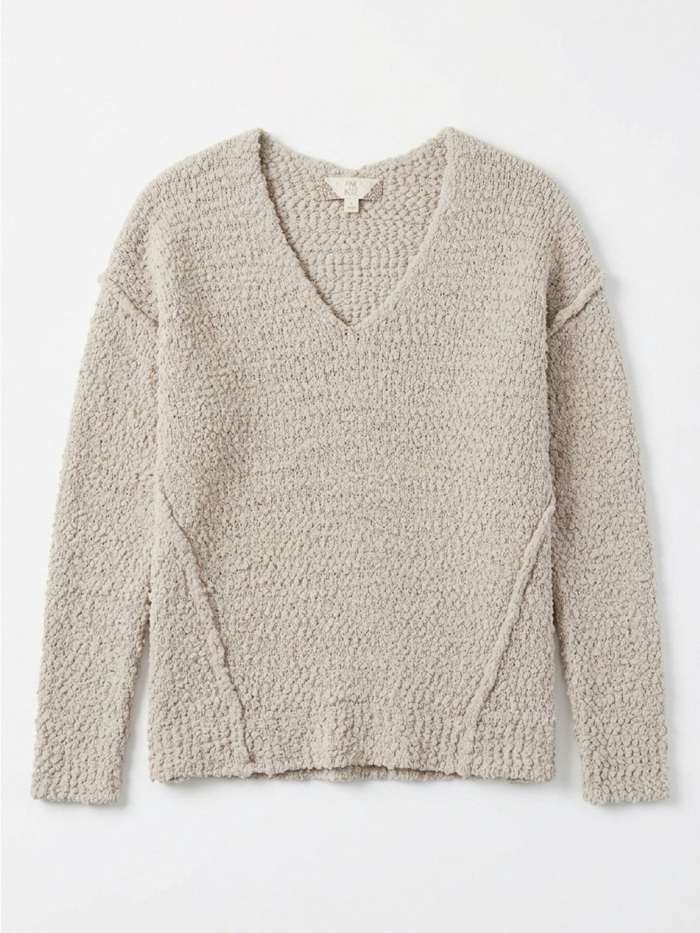 SALE! PINK ROSE Cozy V-Neck Cream chunky Knit Sweater S
